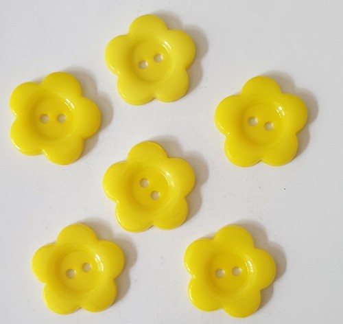 6 Pretty Flower Shaped Acrylic Buttons Size 20mm - Various Colours Available - Picture 4 of 13