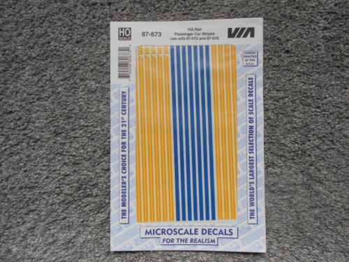 MICROSCALE HO Scale 87-673 VIA RAIL PASSENGER CAR STRIPES USE With 87-672 and678 - Picture 2 of 2
