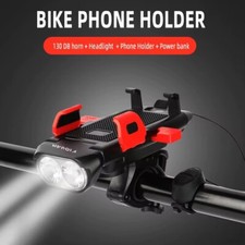4in1 Bicycle Front Headlight, Horn, Phone Holder USB Charger Waterproof 4000mAh