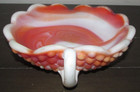 1.75" x 5.5" x 6" Orange White Swirl Hobnail MCM Ceramic Candy Nut Trinket Dish — photo 4