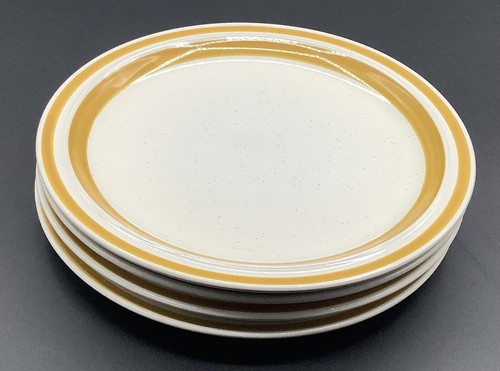 4 Retro Cream W/Gold Striped Charmcraft Stoneware Simplicity Japan Dinner Plates - Picture 4 of 4