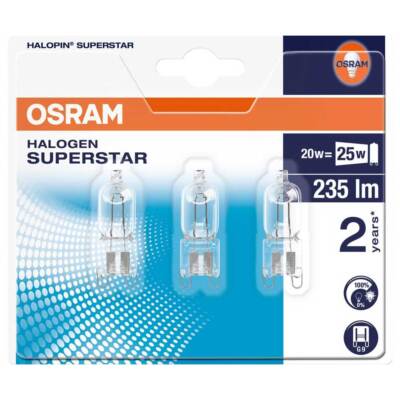 3 x Osram Eco Halogen Stiftsockellampe 20W = 25W G9 Halopin warmweiß dimmbar