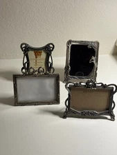 Art Nouveau Style  Mini Metall /Pewter Picture Frames. Lot of 4.