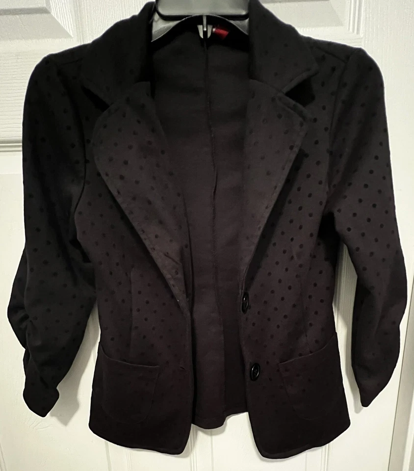 Heart ~N~Crush Womens Polka Dot Blazer Black Size XS - Image 3 of 4