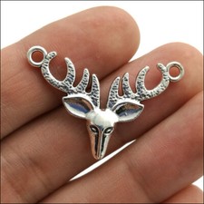 40pcs Deer Head Antique Silver Charms Pendants For Jewelry Making DIY 33 22mm