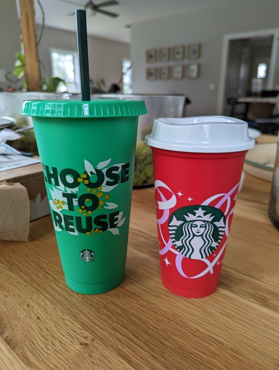 Starbucks PROMO 2023 Reusable Cups With lids! Set of 2. One hot one cold.