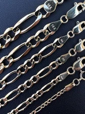 Real Solid 14k Yellow Gold Figaro Link Chain 16-24" 2mm-7mm Necklace ITALY
