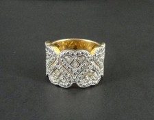 Ring Gold Vermeil Cubic Zirconia Design Heart Shapes Sterling Silver 925 Size 9