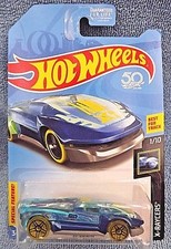 2018 Hot Wheels TREASURE HUNT X-Racers 1/10 EL VIENTO Blue w/Trans Yellow Wheel