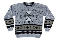 Vintage Adele Knit Sweater Pullover Geometric Abstract Pattern