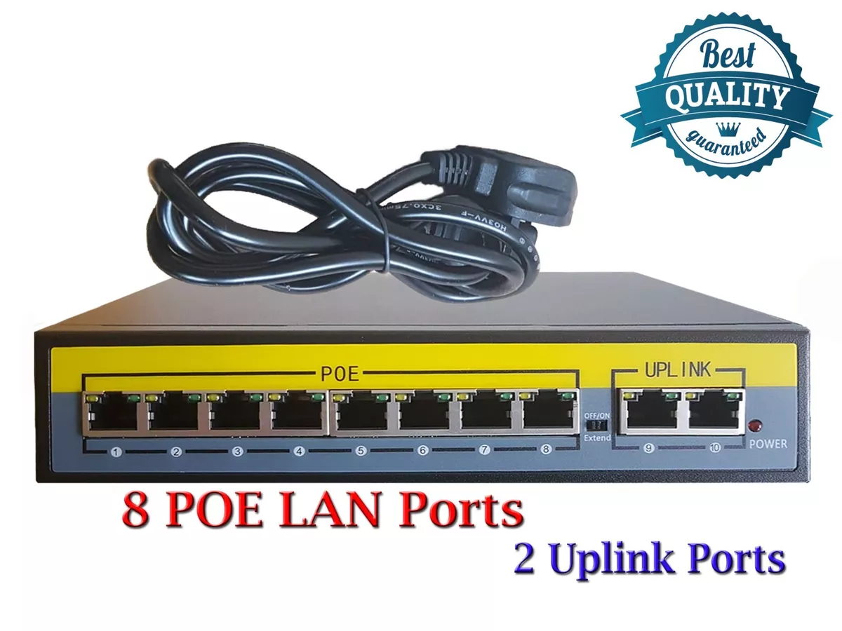 8 Channel PoE Switch Ethernet 10 100 Mbps Network 10 PORT Hub For CCTV IP NVR