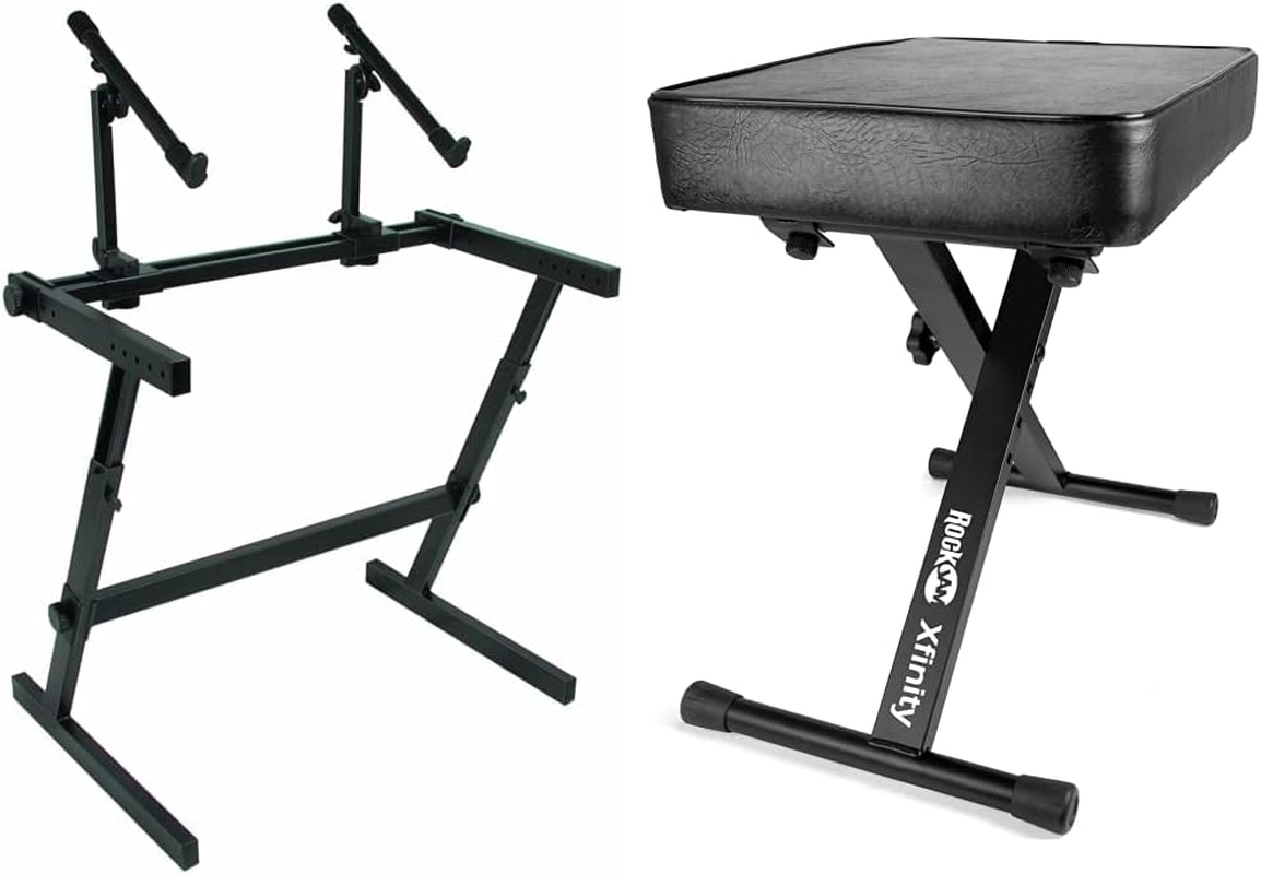 Quiklok Z/726 Keyboard Stand with Rockjam KB100 Adjustable Padded Bench