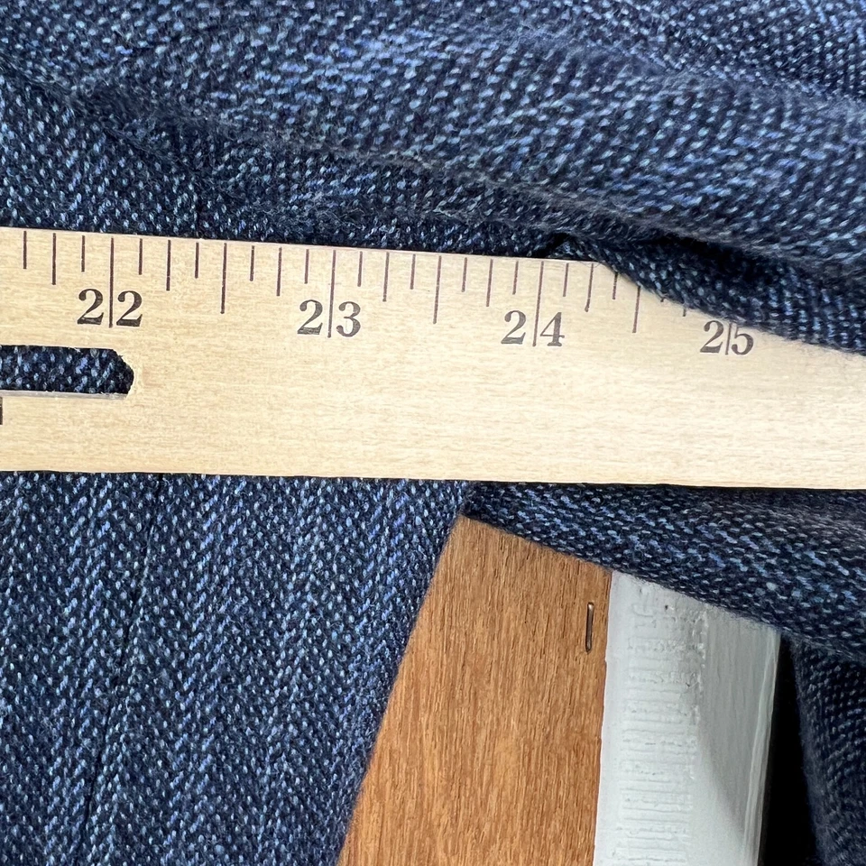 Костюм Studio Milano мужской 46L темно-синий в полоску супер 140s шерсть шелковая фланель 40x30 - Изображение 4 из 4