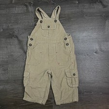 Baby Gap Boys Pant Overalls Beige Tan Corduroy Button Size 12-18 Months