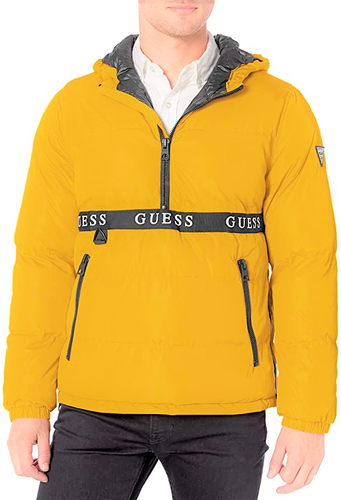 yellow guess puffer jacket mens
