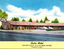 Sutro Motel Reno Nevada FREE ICE CUBES!  TILE BATHS!   Vintage Postcard 9811