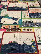 Vintage THC Hawaiian Textiles # 14001 Children’s Drawing Fabric 130” L X 42” W