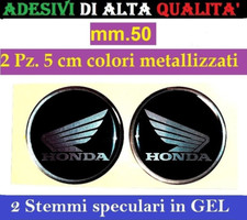 2 adesivi HONDA GEL 50.mm CROMO Resinati morbidi scritta stemma logo 3D per Moto