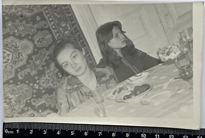 Two Pretty Cute Young Women Charming Attractive Ladies Nice Girls Old Photo