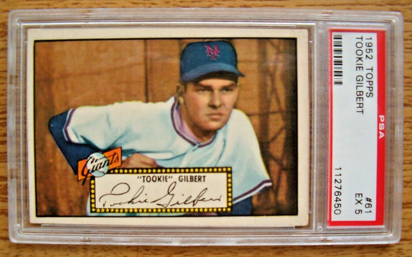 1952 Topps PSA 5 EX #61 Tookie Gilbert Black Back New York Giants