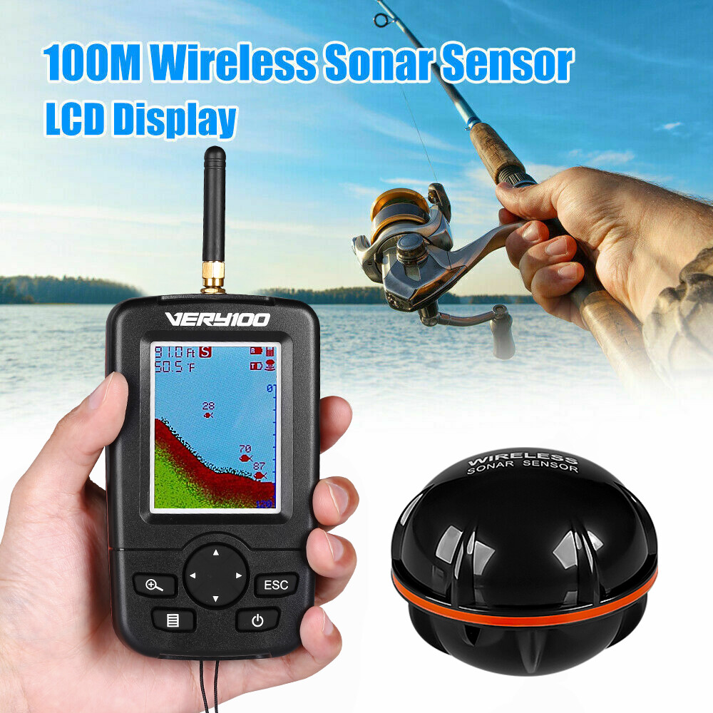 100M Depth Wireless LCD Fishfinders with Sonar Sensor Rechargeable Fish Finder eBay
