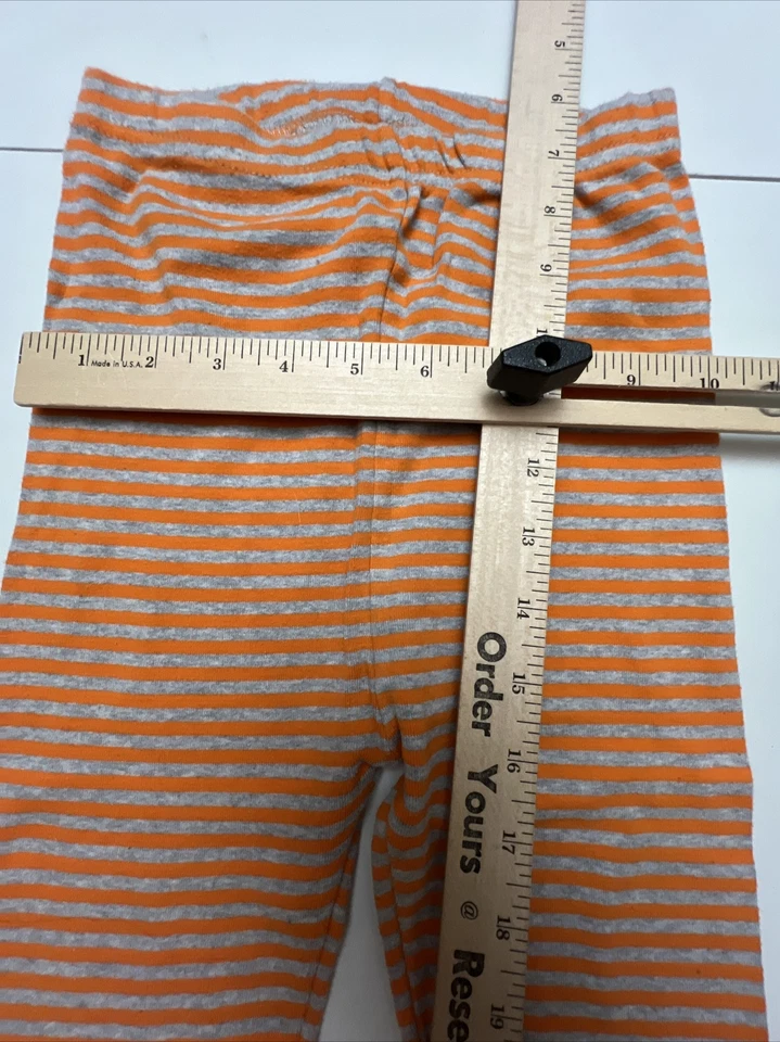 Pantalones de pijama Oshkosh para niños talla 8 naranja gris a rayas con puños azul marino Foto 4 de 4