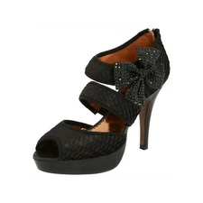 NWOB Poetic Licence "Mistletoe Kisses" Platform Heels, Black, Bow, Size 9, $129