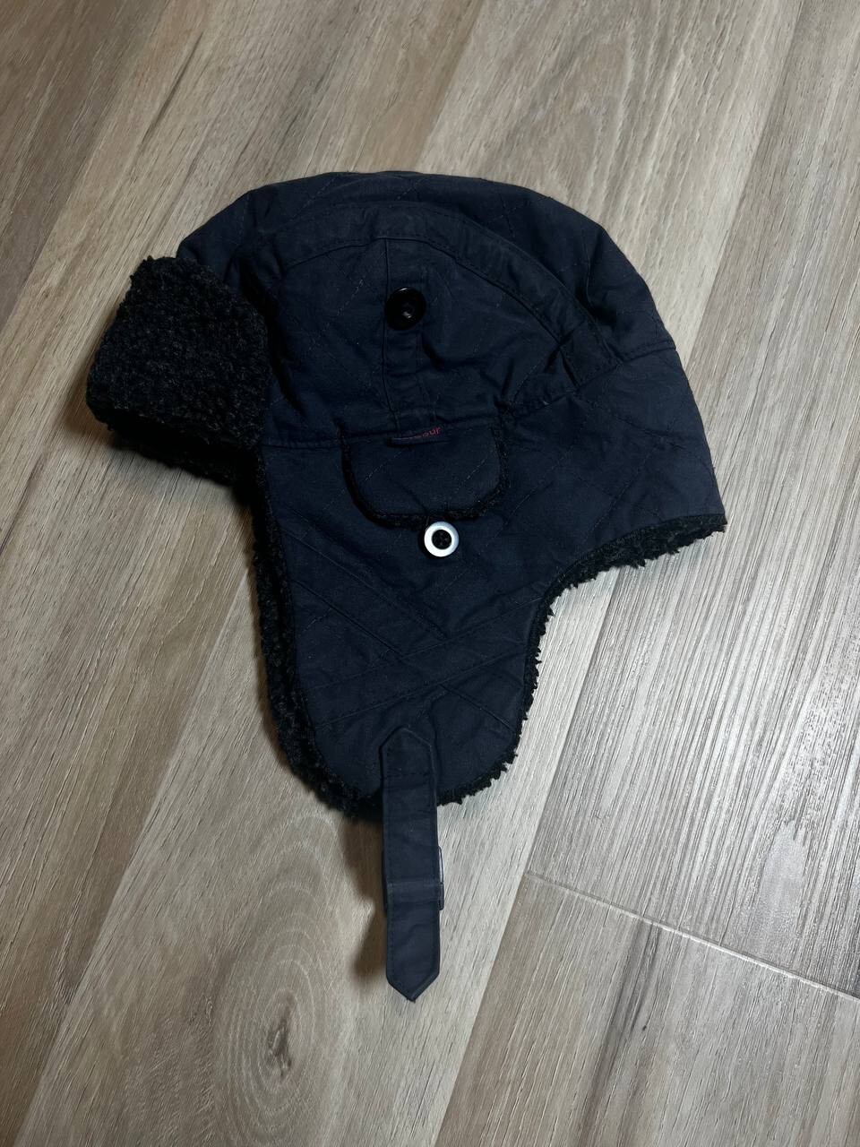 Vintage Barbour Fleece-Lined Trapper Waxed Ushanka Hat Size S