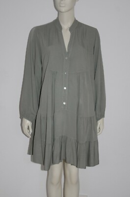 MADE IN ITALY   Stufen Kleid Dress im Devotion Look Olivgrün One Size 