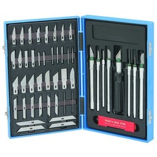Juego de cuchillos de afeitar Hobby 56 piezas con cuchillas con estuche (hojas exactas se adaptan al cuchillo)
