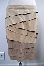 RALPH LAUREN Black Label beige tan brown tiered lamb suede skirt size 8 2,198