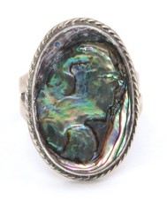 Ladies Sterling Silver Abalone Shell Ring