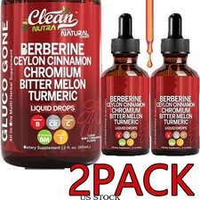 2 Bottles Clean Nutra Berberine with Ceylon Cinnamon Supplement Liquid Drops NEW