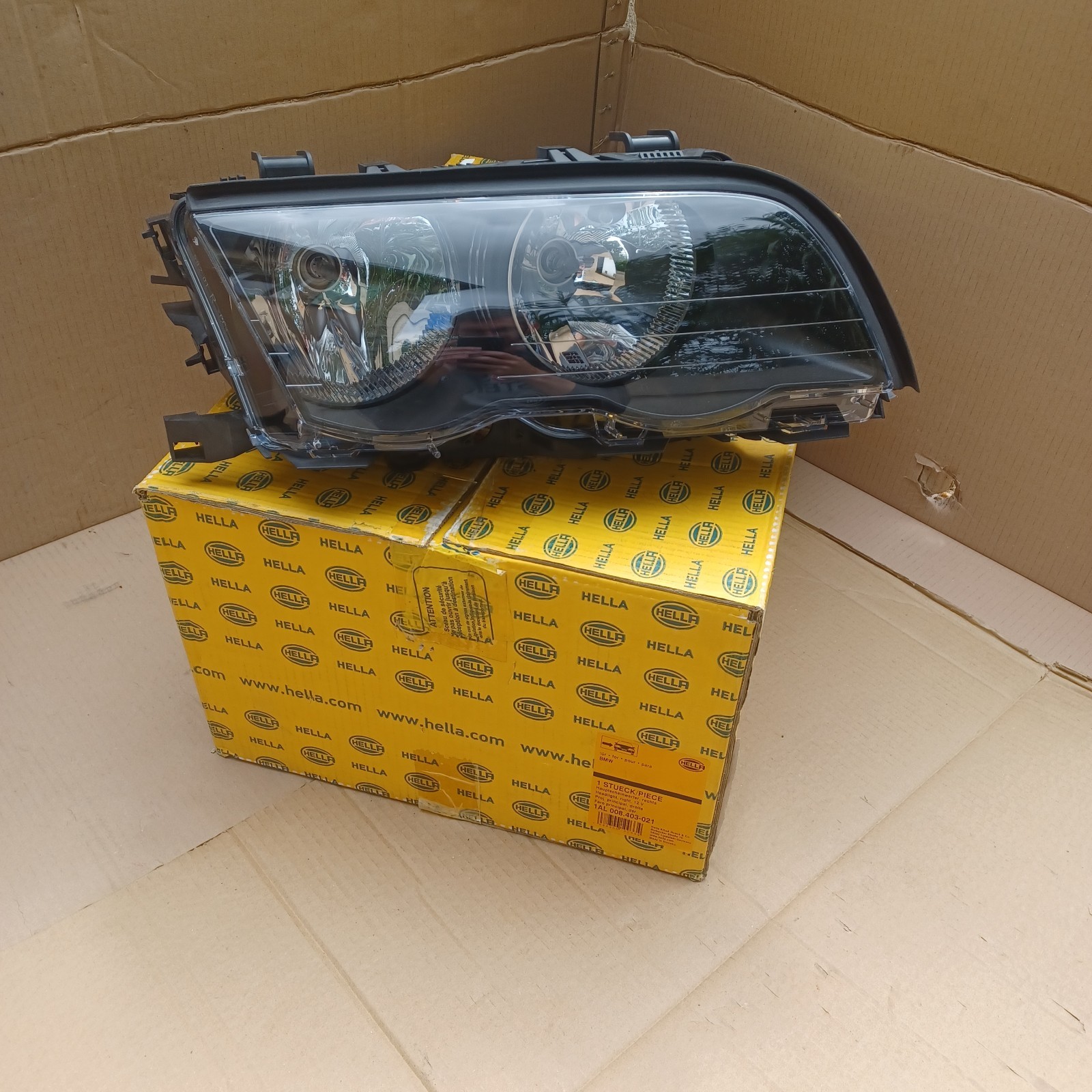 Phare Droit H7 BMW E46 Phase 2 Hella Projecteur Halogène Avant Passager Série 3 Neuf