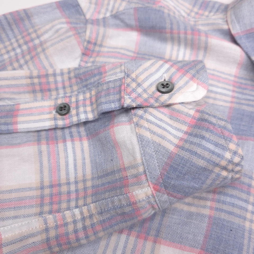 $148 Rails Wyatt Cobalt Flamingo Melange Plaid Flannel Shirt Mens Size Small - Image 2 of 4