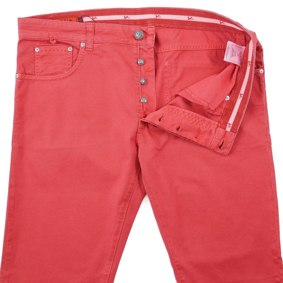 Isaia Slim Straight Fit Berry Red Garment-Dyed Denim Jeans 38 (Eu 54) NWT - Image 4 of 4