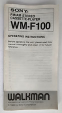 Vintage Sony Walkman FM/AM Stereo Cassette Player WM-F100 Original Manual
