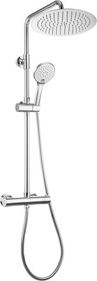 JOHO Thermostat Duschsystem mit Duscharmatur Regendusche Chrom Kopfbrause D25cm