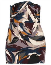 REISS Womens Abstract Pattern Strapless Dress UK 8 Small Multicoloured DN06