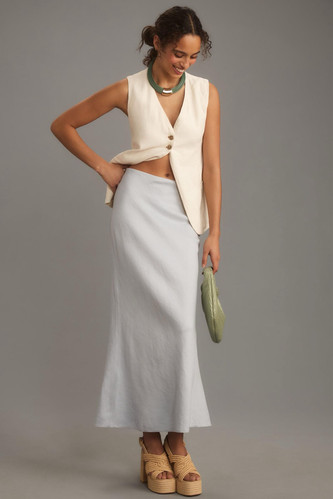 NWT Anthropologie The Tilda Maxi Slip Skirt: Linen Edition Size Medium