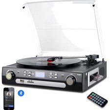 Bluetooth Record Player with Stereo Speakers, Turntable for Vinyl to MP3 with...