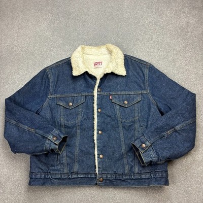 Levis Jeansjacke Erwachsene Large blau Sherpa gefüttert hergestellt in den USA Trucker Red Tab Herren