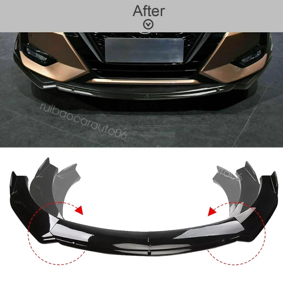 For Kia Rio5 2006-2011 Black Front Bumper Lip Spoiler Body Kit Black+Strut Rods Foto 4 de 4