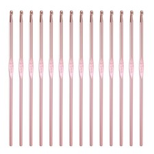 Crochet Hook Set, 14Pcs 3.5mm Aluminum Ergonomic Crochet Needle Light Pink