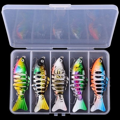 7 Abschnitte Bunte Angelköder 5 Stück 10 cm Hartköder Box Set für Angler