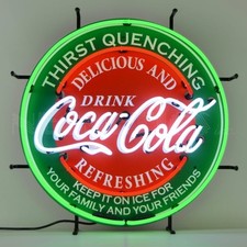 Coca-Cola Neon Sign Refreshing Wall Mount Red Green Neonetics 24" 5CCGRN