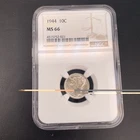 1944 Mercury Dime 10c NGC MS66 - Philadelphia Mint - 90% Silver -