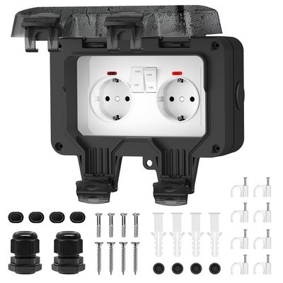RICOKEY Aussensteckdose Wasserdicht IP66 Outdoor Wandsteckdose Aufputz