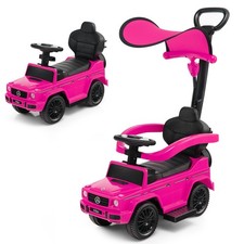 Image of Northix Ride On Car 3 in 1 Kids Mercedes Benz Stroller Walker Canopy Pink 25kg