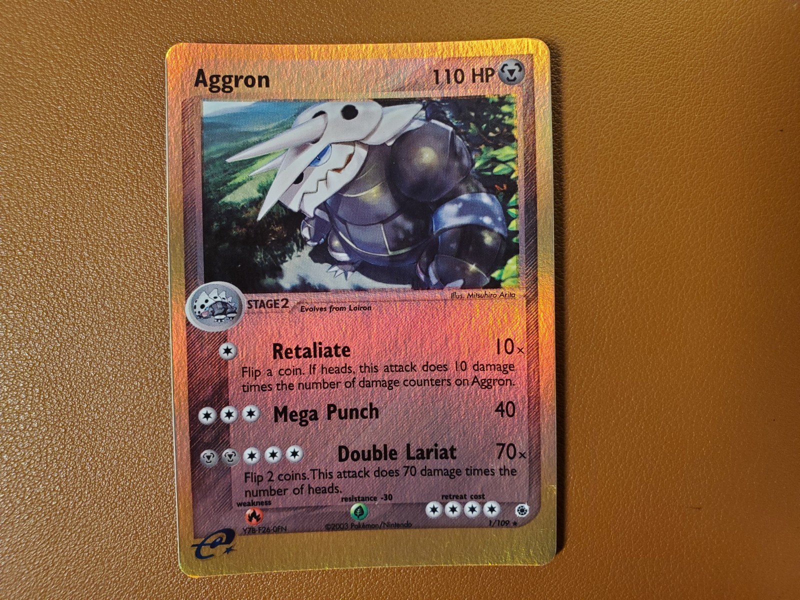 Aggron 1/109 English Ruby & Sapphire Reverse Holo 2003 Vintage eReader NM